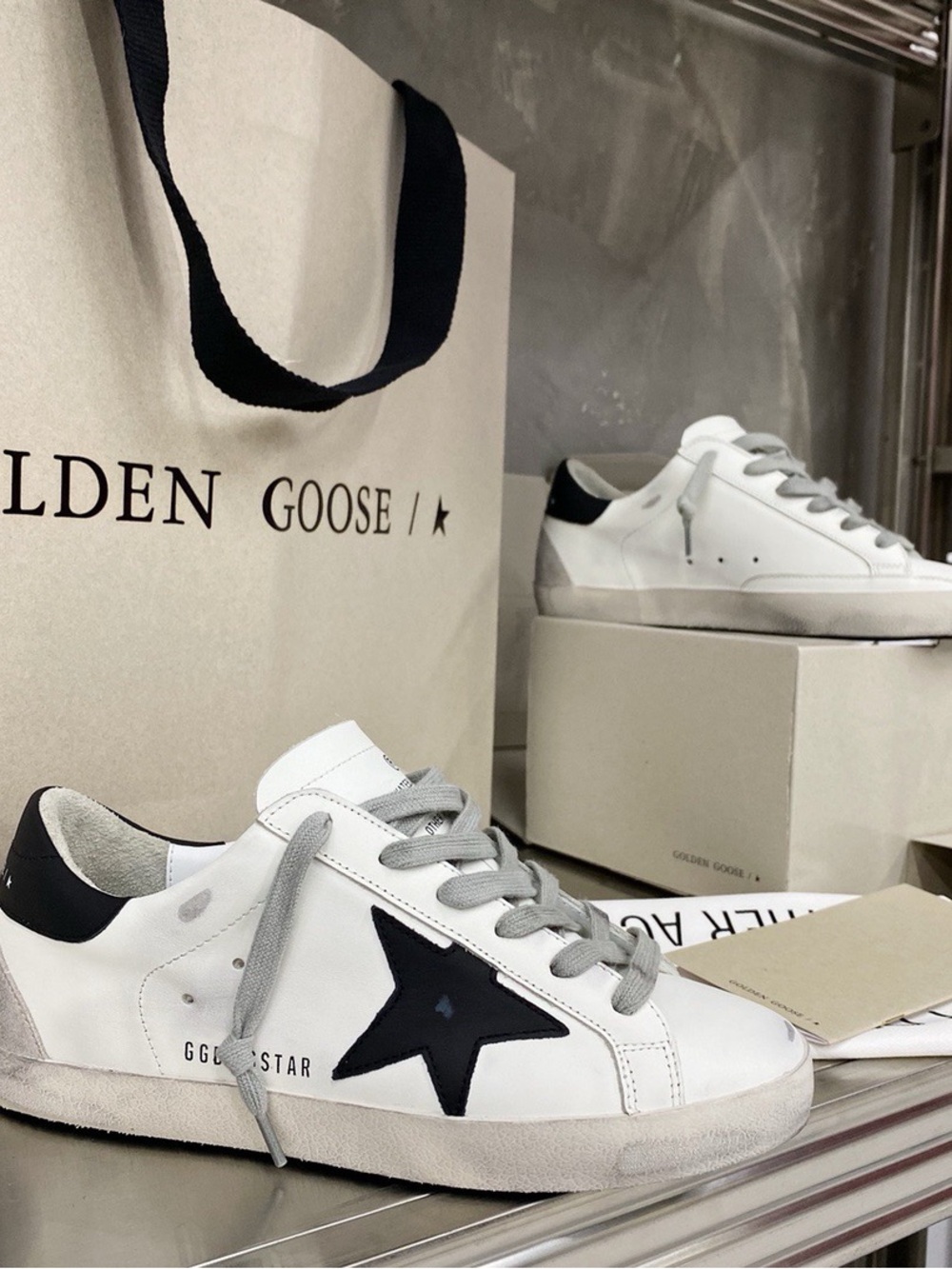 Golden Goose White Sneakers with Black Star